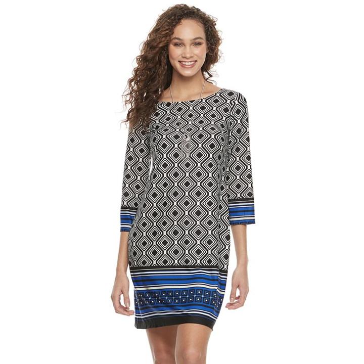 Women's Ab Studio Geometric Shift Dress, Size: Small, Ovrfl Oth