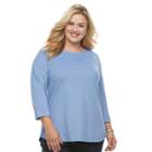 Plus Size Croft & Barrow&reg; Button-accent Pique Top, Women's, Size: 2xl, Med Blue