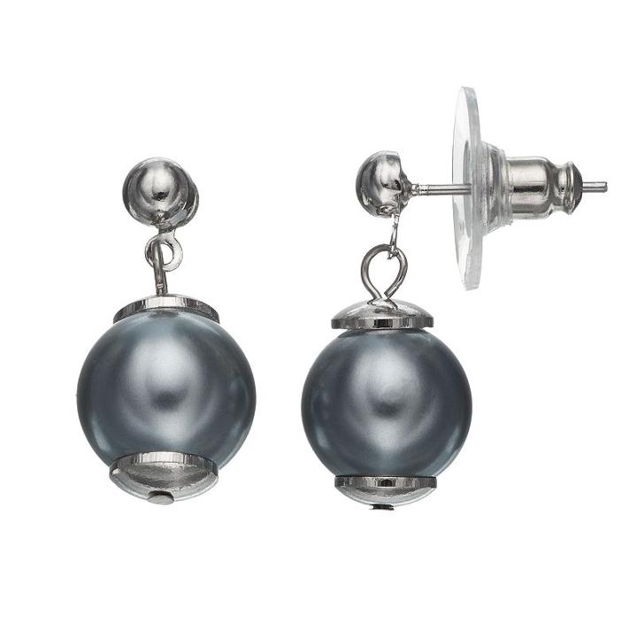 Simply Vera Vera Wang Gray Simulated Pearl Nickel Free Drop Earrings, Women's, Grey Other