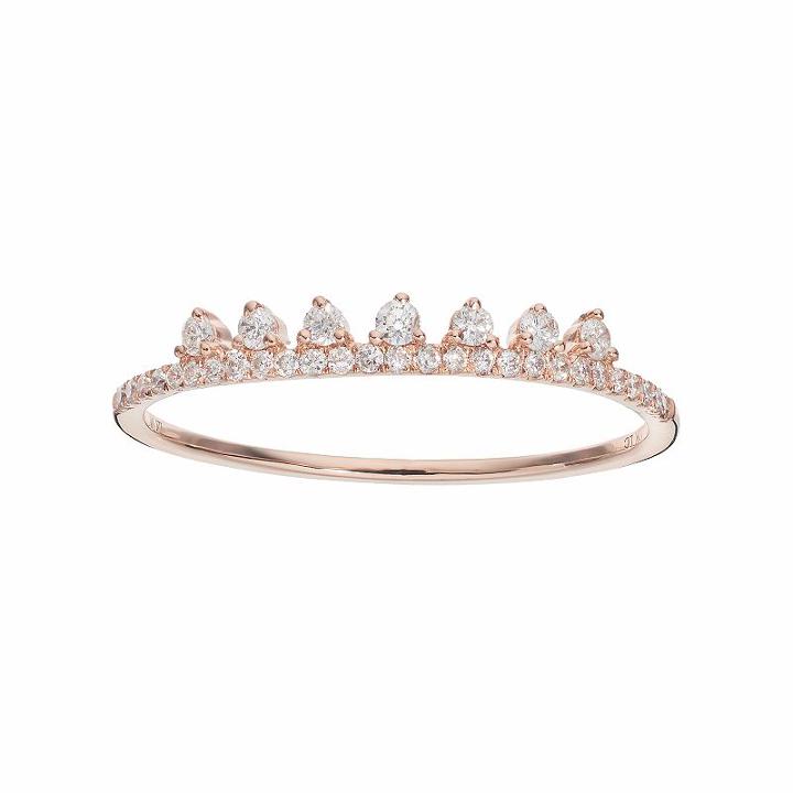 Lc Lauren Conrad 10k Rose Gold 1/5 Carat T.w. Diamond Crown Ring, Women's, Size: 8, White