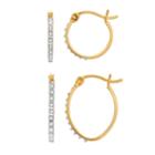 Diamond Mystique 18k Gold Over Silver Diamond Accent Round & Oval Hoop Earring Set, Women's, White