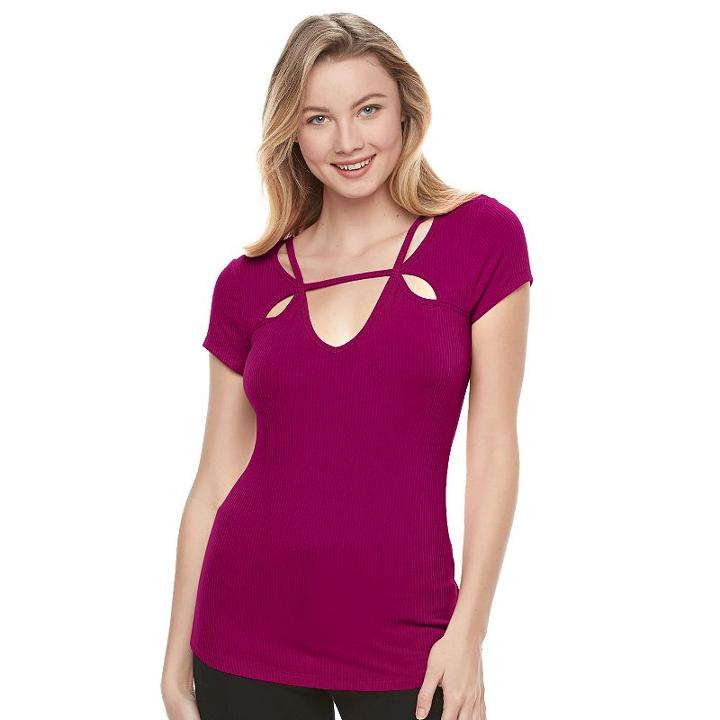 Juniors' Candie's&reg; Strappy Cutout Top, Girl's, Size: Xl, Red