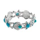 Seashell & Starfish Stretch Bracelet, Women's, Blue