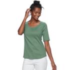 Women's Croft & Barrow&reg; Essential Scoopneck Tee, Size: Small, Green