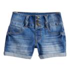 Girls 7-16 & Plus Size So&reg; Rolled Cuff Braided Belt Loop Shortie Jean Shorts, Size: 7, Med Blue