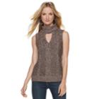 Women's Jennifer Lopez Marled Sleeveless Turtleneck Sweater, Size: Xxl, Light Pink