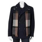 Men's Towne Wool-blend Double-breasted Peacoat With Plaid Scarf, Size: Medium, Turquoise/blue (turq/aqua)