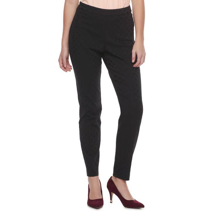 Women's Elle&trade; Dot Pull-on Skinny Dress Pants, Size: Xl, Black