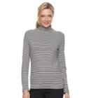 Women's Croft & Barrow&reg; Long Sleeve Mockneck Top, Size: Large, Black