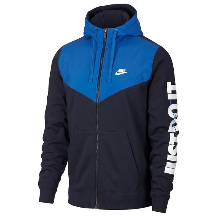 Men's Nike Full-zip Fleece Hoodie, Size: Large, Light Blue