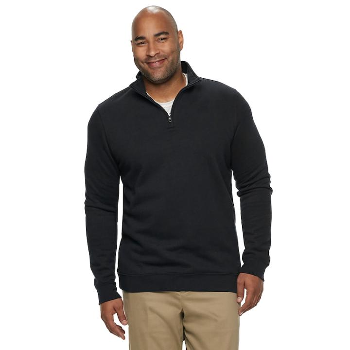 Big & Tall Croft & Barrow&reg; Classic-fit Easy-care Quarter-zip Pullover, Men's, Size: 3xb, Black