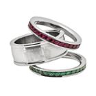 Logoart Minnesota Wild Stainless Steel Crystal Stack Ring Set, Women's, Size: 8, Multicolor