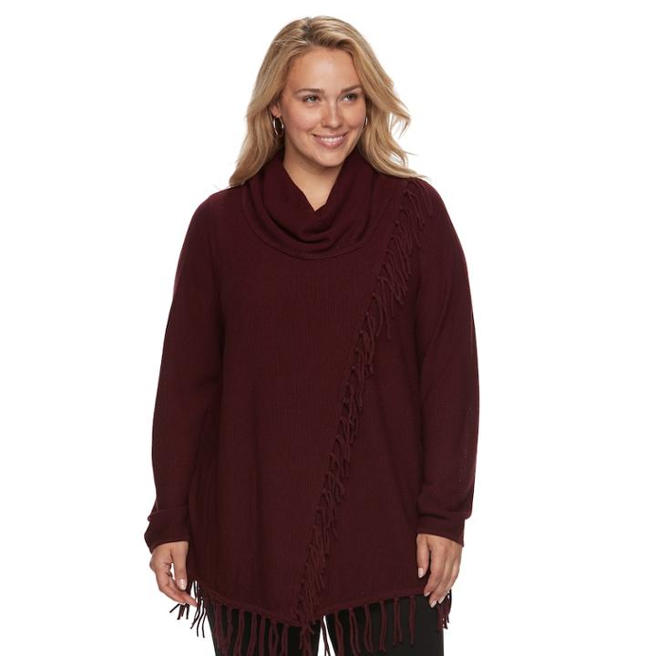 Plus Size Croft & Barrow&reg; Fringe Cowlneck Sweater, Women's, Size: 3xl, Royale