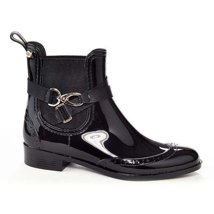 Henry Ferrera Survivor Women's Chelsea Water-resistant Ankle Strap Rain Boots, Size: 6, Black