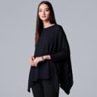 Women's Simply Vera Vera Wang Cable Knit Poncho Sweater, Size: L-xl, Blue (navy)