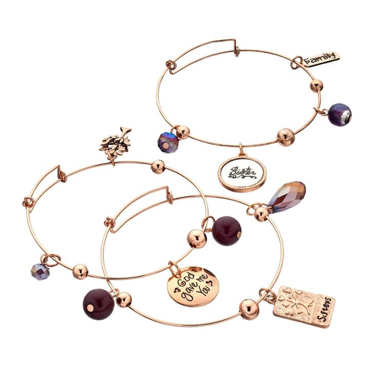 Sisters Shaky Bead Bangle Bracelet Set, Women's, Blue