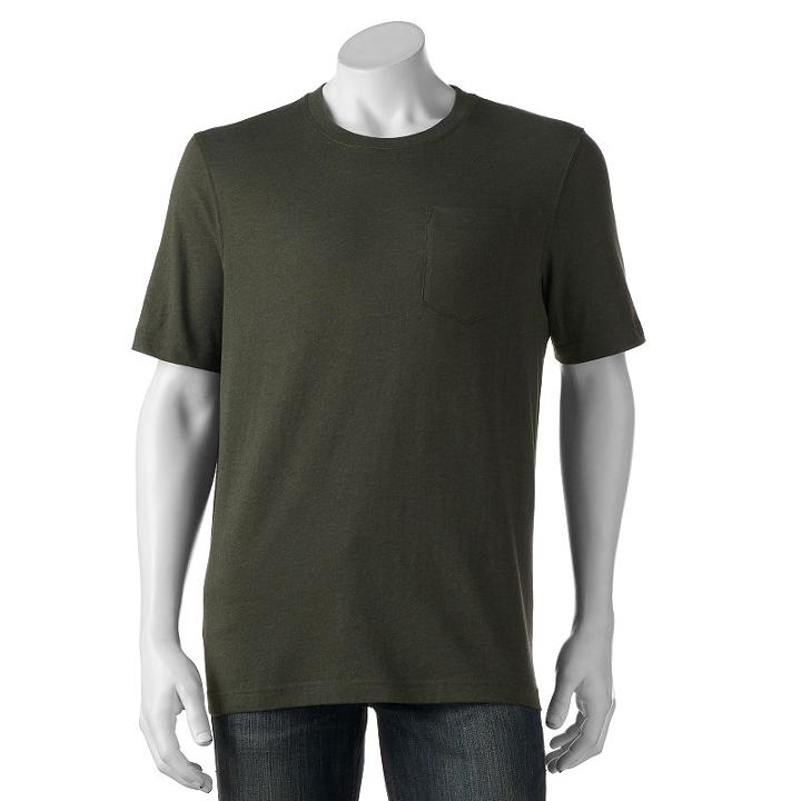 Men's Croft & Barrow® True Comfort Pocket Tee, Size: Large, Dark Green