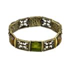 1928 Green Simulated Crystal Stretch Bracelet, Women's, Size: 7, Multicolor