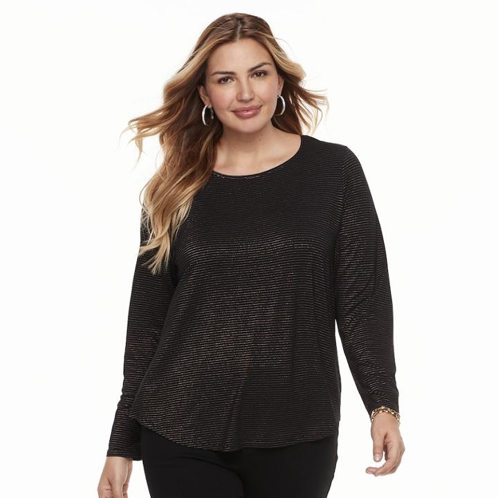 Plus Size Apt. 9&reg; Geometric Print Tee, Women's, Size: 4xl, Black