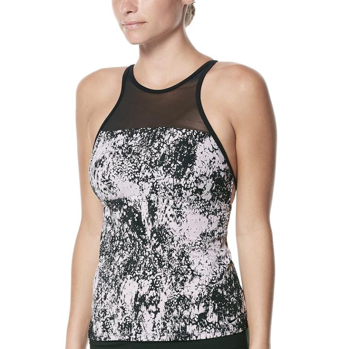 Women's Nike Printed High-neck Tankini Top, Size: Medium, Black