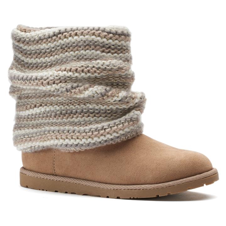 So&reg; Liana Girls' Sweater Boots, Size: 13, Brown Oth