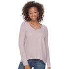 Juniors' Mudd&reg; Cozy Cross Front Tunic, Teens, Size: Xs, Brt Purple