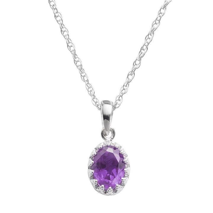 Tiara Sterling Silver Amethyst Oval Pendant, Women's, Size: 18, Purple