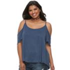 Juniors' Plus Size Mudd&reg; Cupro Cold-shoulder Tee, Teens, Size: 3xl, Blue