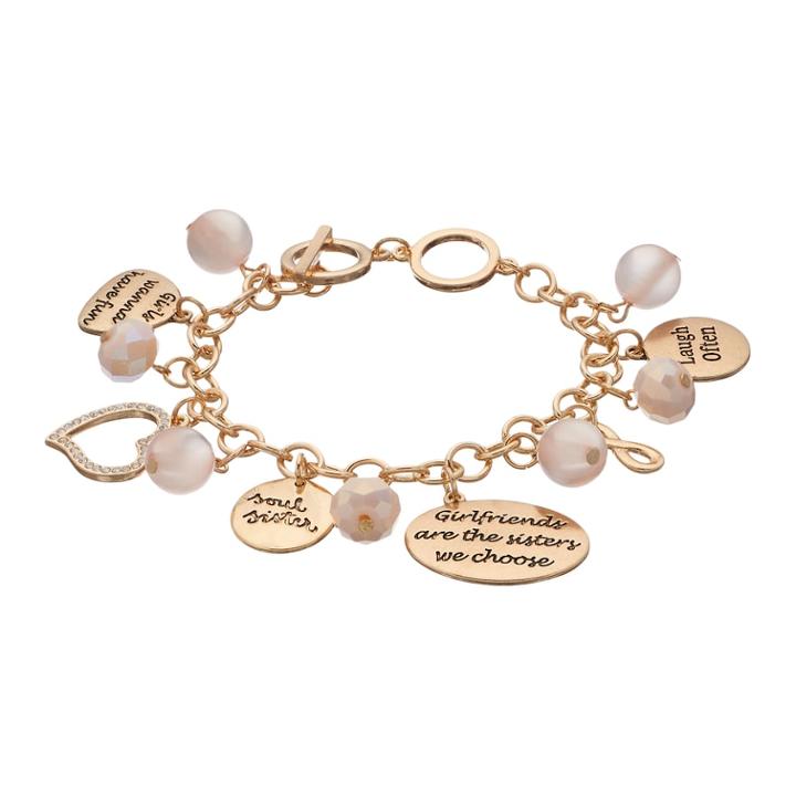 Girlfriends Heart Charm Toggle Bracelet, Women's, Light Pink
