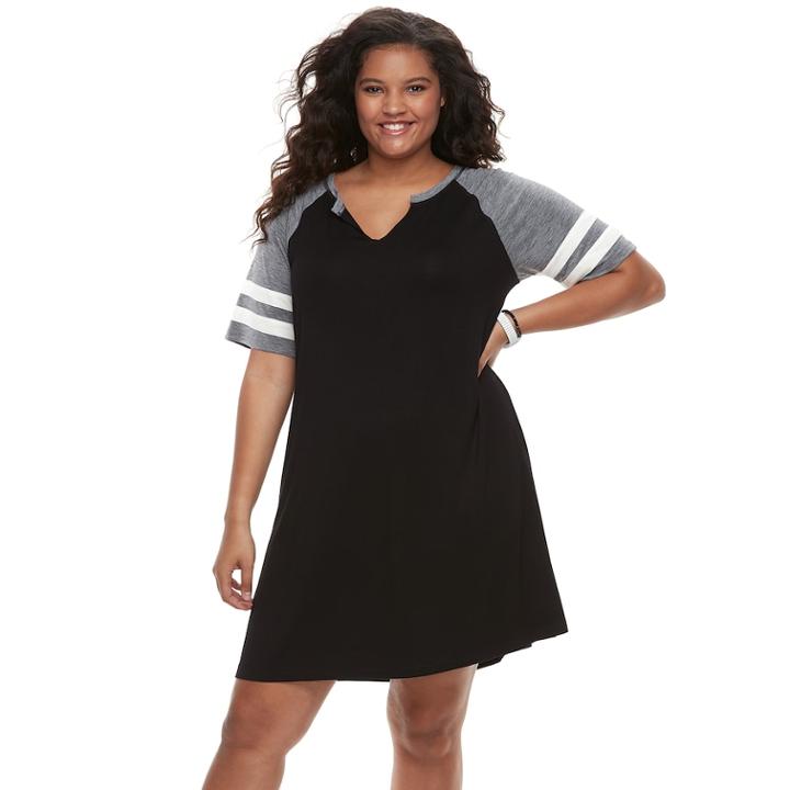 Juniors' Plus Size So&reg; Sporty Short Sleeve Dress, Teens, Size: 1xl, Black