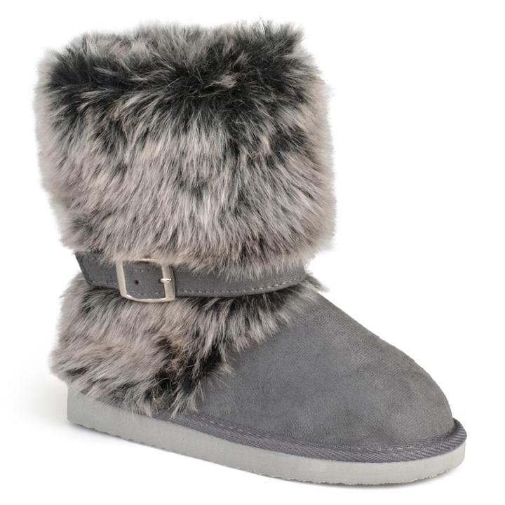 Journee Huffy Girls' Midcalf Boots, Size: 3, Grey