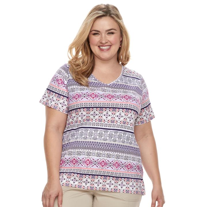 Plus Size Croft & Barrow&reg; Essential V-neck Tee, Women's, Size: 3xl, Lt Purple