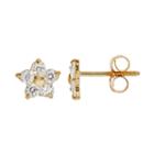 Charming Girl 14k Gold Star Stud Earrings - Made With Swarovski Cubic Zirconia - Kids, Yellow