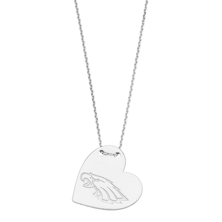 Sterling Silver Philadelphia Eagles Heart Pendant Necklace, Women's, Size: 18, Grey