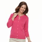 Women's Croft & Barrow&reg; Essential Button-front Cardigan, Size: Large, Med Pink