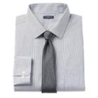 Big & Tall Croft & Barrow&reg; Classic-fit Striped Dress Shirt And Patterned Tie Boxed Set, Men's, Size: 20 38/9t, Beig/green (beig/khaki)
