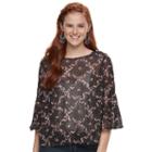 Juniors' Rewind Crochet Back Bell Sleeve Top, Teens, Size: Xs, Oxford