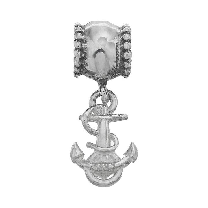 Dayna U Sterling Silver Navy Midshipmen Anchor Charm, Women's, Grey