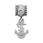 Dayna U Sterling Silver Navy Midshipmen Anchor Charm, Women's, Grey