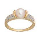 Pearlustre By Imperial 10k Gold Channel-diamond Freshwater Cultured Pearl Ring, Women's, White