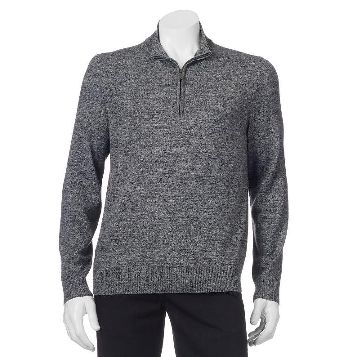 Big & Tall Apt. 9® Modern-fit Merino Wool-blend Quarter-zip Sweater, Men's, Size: 2xb, Med Grey