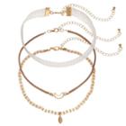 Gs By Gemma Simone Lace, Leaf & Crescent Choker Necklace Set, Women's, Size: 12.5, White