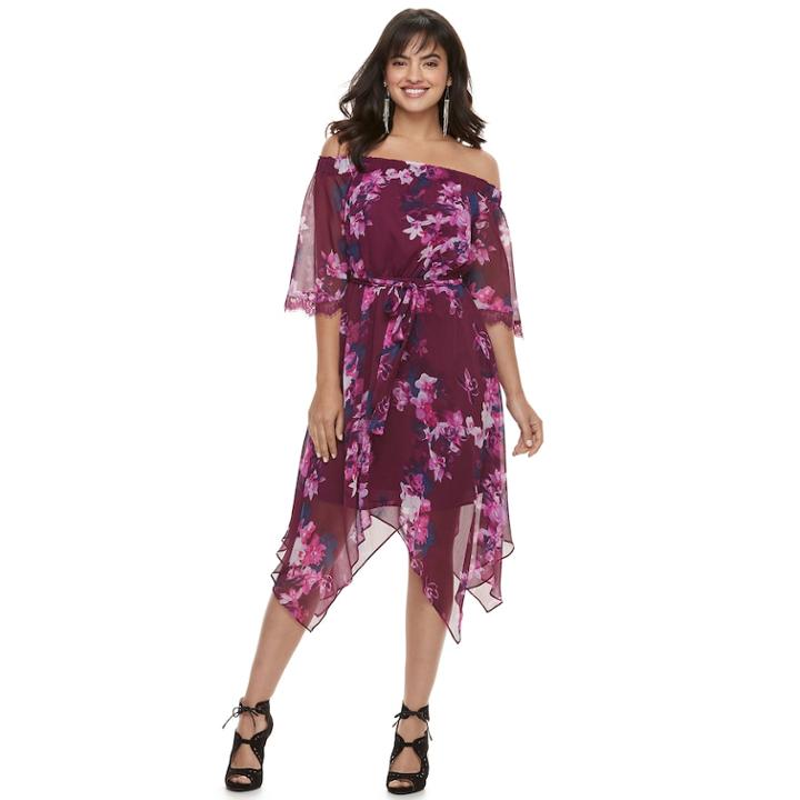 Women's Jennifer Lopez Off-the-shoulder Shift Dress, Size: Xxl, Purple