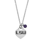 Fiora Sterling Silver Lsu Tigers Heart Pendant Necklace, Women's, Size: 18, Purple