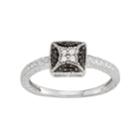 Sterling Silver 1/10 Carat T.w. Black & White Diamond Square Ring, Women's, Size: 6