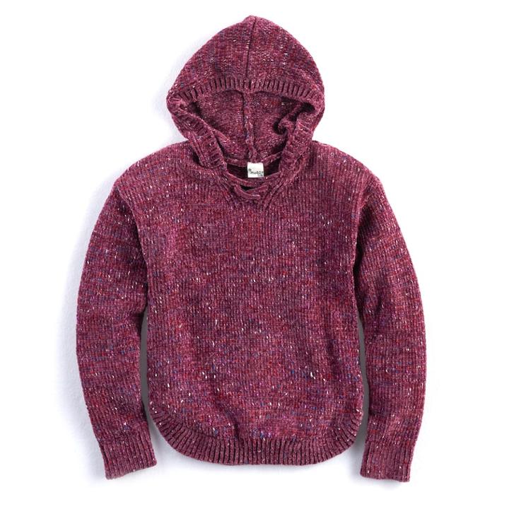Girls 7-16 & Plus Size Mudd&reg; Lace-up Chenille Sweater Hoodie, Size: 7-8, Purple