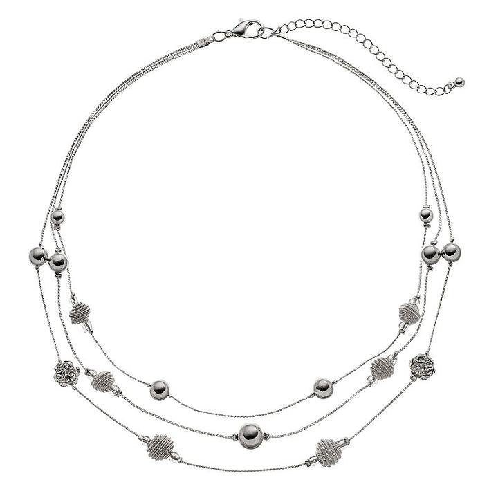 Plus Size Beaded Station Multi Strand Necklace, Women's, Multicolor