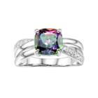 Sterling Silver Mystic Fire Topaz & Lab-created White Sapphire Crisscross Ring, Women's, Size: 6, Purple