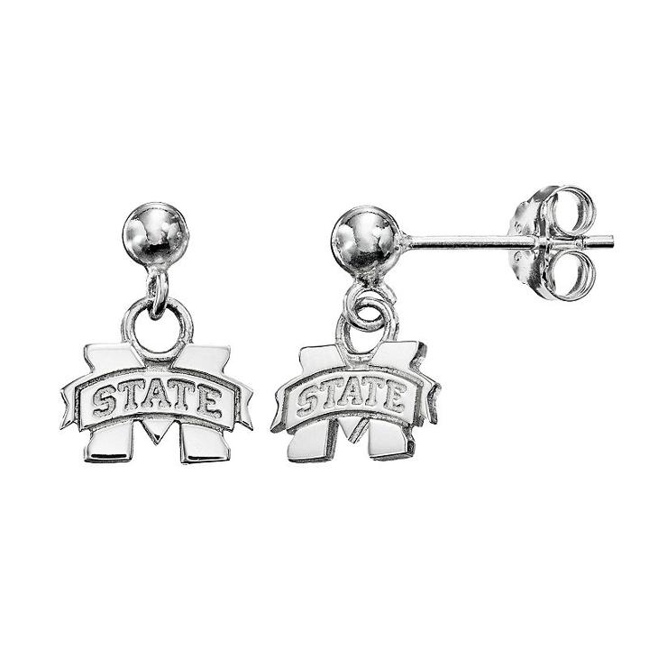 Dayna U Mississippi State Bulldogs Sterling Silver Drop Earrings, Women's, Grey