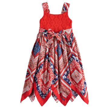 Girls 4-6x Blueberi Boulevard Patriotic Handkerchief-hem Sundress, Size: 6x, Red